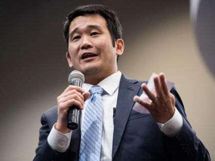 UNITED STATES - MAY 22: Dave Min, Democrat running for California's 45th Congressional district seat in Congress, speaks during the DEMOC PAC's candidate forum at the University Synagogue in Irvine, Calif., on Tuesday, May 22, 2018. California is holding its primary election on June 5, 2018. (Photo By Bill Clark/CQ …