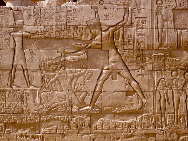 Relief from the northern wall of the hypostyle hall at the great temple of Amun, It depict