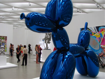A sculpture by artist Jeff Koons, from his “Balloon Dog” series