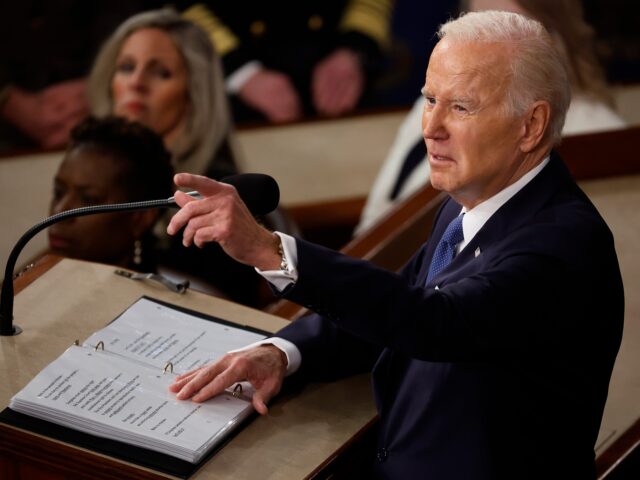 WASHINGTON, DC - FEBRUARY 07: U.S. President Joe Biden delivers his State of the Union address during a joint meeting of Congress in the House Chamber of the U.S. Capitol on February 07, 2023 in Washington, DC. The speech marks Biden's first address to the new Republican-controlled House. (Photo by …