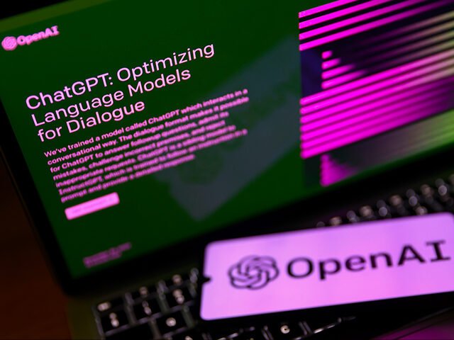 ChatGPT and OpenAI emblems are displayed on February 21, 2023. (Beata Zawrzel/NurPhoto via