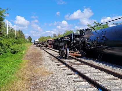 A train with propane tankers was among one of several train cars involved in a derailment on Tuesday near the Sarasota-Manatee County line, according to local officials.