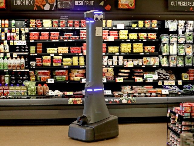 QUINCY, MA - MAY 17: Marty, a robot on duty, patrols an aisle at Stop & Shop in Quincy