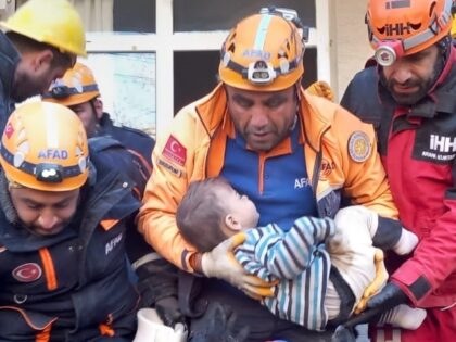 HATAY, TURKIYE - FEBRUARY 09: (----EDITORIAL USE ONLY â MANDATORY CREDIT - ' DISASTER AND EMERGENCY MANAGEMENT AUTHORITY (AFAD) OF TURKIYE/ HANDOUT' - NO MARKETING NO ADVERTISING CAMPAIGNS - DISTRIBUTED AS A SERVICE TO CLIENTS----) 2-year-old Mert Tatar is rescued under rubble after 79 hours of 7.7 and 7.6 magnitude …