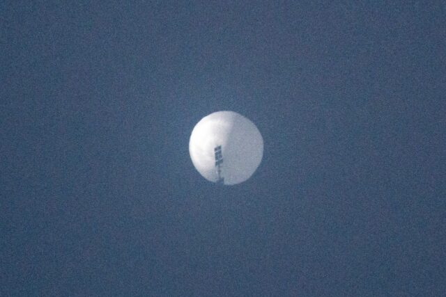 This handout photo from Chase Doak shows the suspected Chinese spy balloon over Montana