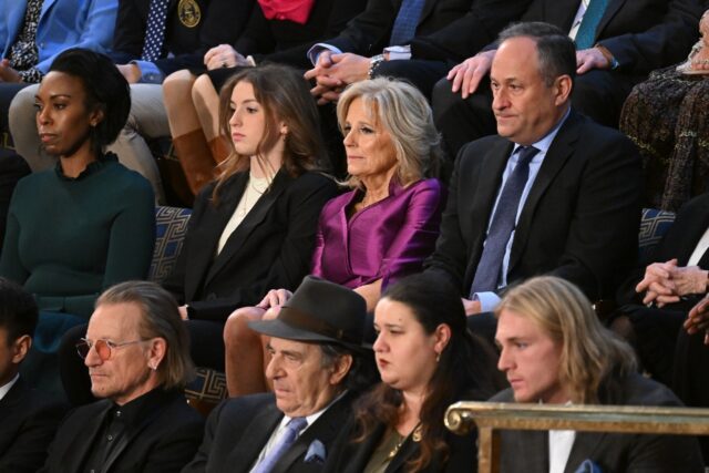 First Lady Jill Biden and Second Gentleman Doug Emhoff, during the 2023 State of the Union