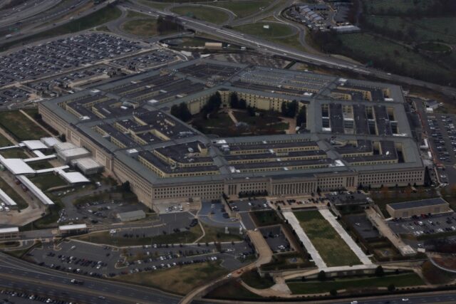 The Pentagon, pictured in November 2022, does not believe a Chinese spy ballon flying over the US constitutes a particularly dangerous intelligence threat