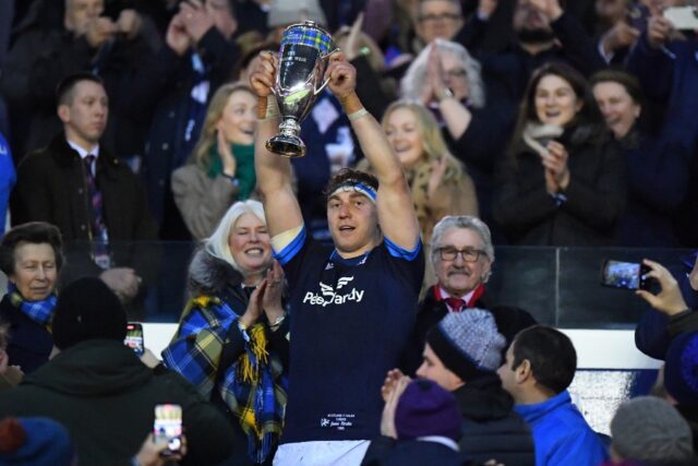 Scotland captain Jamie Ritchie lifted the Doddie Weir Cup after a record win over Wales