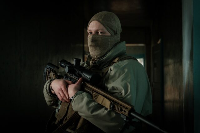 'Voron' ('Raven') is a sniper with a unit of the State Border Guard Service of Ukraine