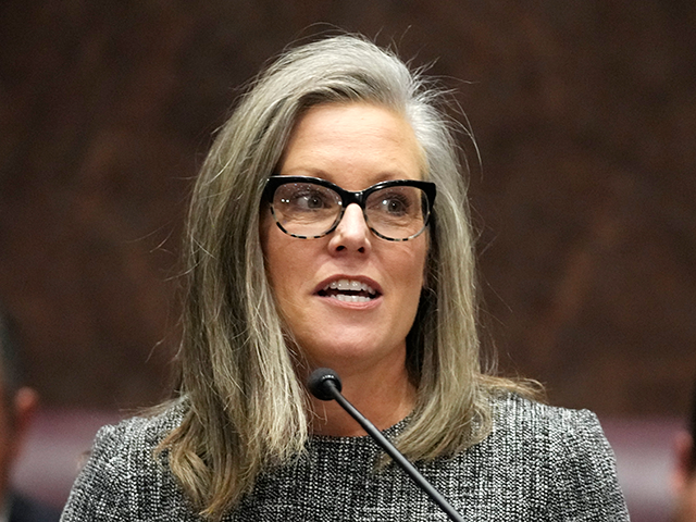 Arizona Democratic Gov. Katie Hobbs speaks as she gives the state of the state address at the Arizona Capitol in Phoenix, Monday, Jan. 9, 2023. (AP Photo/Ross D. Franklin)