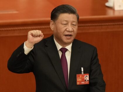 Chinese President Xi Jinping takes his oath after he is unanimously elected as President during a session of China's National People's Congress (NPC) at the Great Hall of the People in Beijing, Friday, March 10, 2023. Chinese leader Xi Jinping was awarded a third five-year term as president on Friday, …