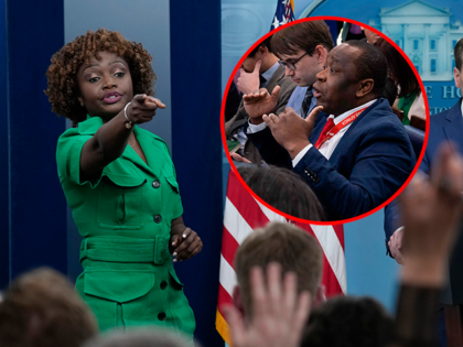 White House press secretary Karine Jean-Pierre, left, calls on a reporter as National Security Council spokesman John Kirby, right, waits to answer a question during the daily briefing at the White House in Washington, Monday, March 20, 2023. (AP Photo/Susan Walsh)