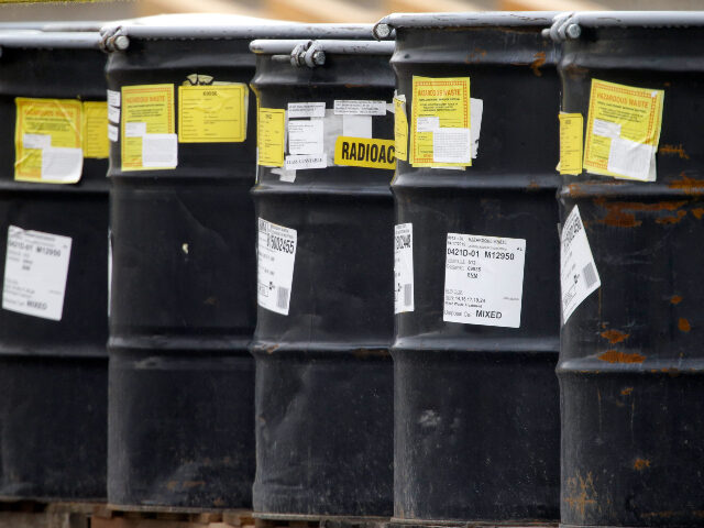 In this Wednesday, May 6, 2015, photo, drums holding low-level radioactive mixed waste sit