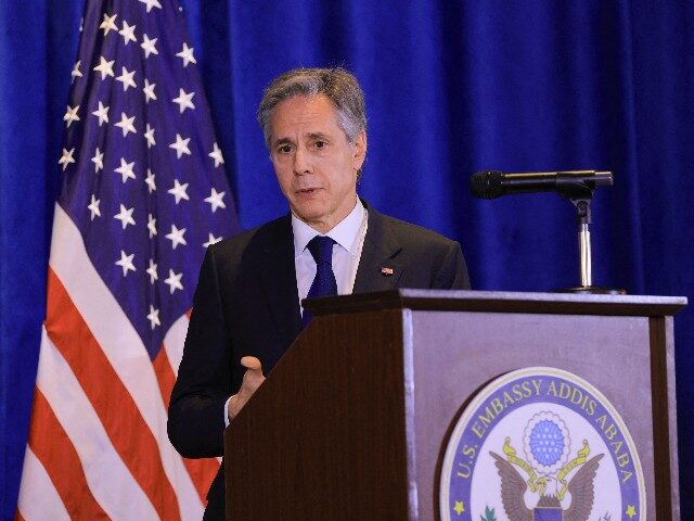 US Secretary of State Antony Blinken holds a press conference during his visit to Ethiopia