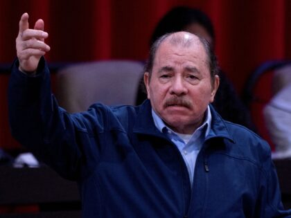 Nicaraguan president Daniel Ortega delivers a speech during the extraordinary session of t
