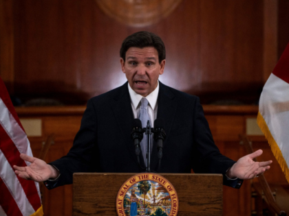 Florida Governor Ron DeSantis answers questions from the media in the Florida Cabinet foll