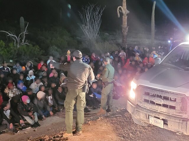 Ajo Station Border Patrol agents apprehended a large group of 235 migrants near Lukeville,