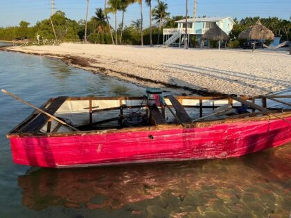 A group of migrants made landfall in the Florida Keys in this "rustic vessel." (U.S. Border Patrol/Miami Sector)
