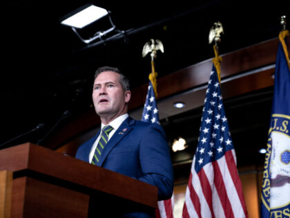 Representative Mike Waltz, a Republican from Florida, speaks during a news conference following an all member House briefing on Afghanistan at the U.S. Capitol in Washington, D.C., U.S., on Tuesday, Aug. 24, 2021. The House adopted a $3.5 trillion budget resolution after a White House pressure campaign and assurances from …