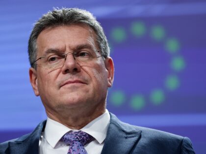 European Commission vice-president in charge for 'Interinstitutional Relations and Foresight' Maros Sefcovic gives a press conference on EU-UK relations at the EU headquarters in Brussels on December 17, 2021. (Photo by Kenzo TRIBOUILLARD / AFP) (Photo by KENZO TRIBOUILLARD/AFP via Getty Images)
