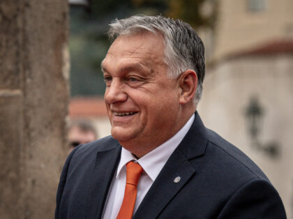 PRAGUE, CZECH REPUBLIC - OCTOBER 06: Hungarian Prime Minister Viktor Orban attends the first meeting of the European Political Community in Prague, Czech Republic on October 6, 2022. (Photo by Lukas Kabon/Anadolu Agency via Getty Images)