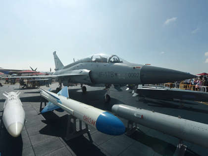 Photo taken on Nov. 9, 2022 shows the JF-17 Thunder fighter aircraft, a two-seater combat trainer, at the Airshow China in Zhuhai, Guangdong province, China. (Photo credit should read CFOTO/Future Publishing via Getty Images)