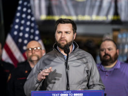 Washington , D.C. - February 22 : Sen. JD Vance, R-Ohio, speaks at East Palestine Fire Department during a visit to East Palestine, Ohio, following the Feb. 3 Norfolk Southern freight train derailment on Wednesday, Feb. 22, 2023, in East Palestine, Ohio. (Photo by Jabin Botsford/The Washington Post via Getty …