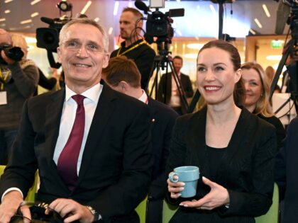 (LtoR) NATO Secretary General Jens Stoltenberg, Finnish Prime Minister Sanna Marin and Norwegian Prime Minister Jonas Gahr Store attend the annual meeting of SAMAK, the Co-operation Committee of the Nordic Social Democratic parties and trade unions, in Helsinki, Finland, on February 28, 2023. - Finland, which has one of Europe's …