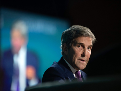 US Climate Envoy John Kerry speaks during CERAWeek, an international energy conference, in Houston, Texas, on March 6, 2023. (Photo by Mark Felix / AFP) (Photo by MARK FELIX/AFP via Getty Images)