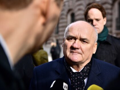 The Deputy Speaker of the Hungarian Parliament Csaba Hende, member of Hungary's Fidesz party, talks with journalists after a meeting with the Speaker of the Swedish Parliament (not in picture) on March 7, 2023 in Stockholm, Sweden. - A Hungarian delegation, which consists of members from Hungarian Prime Minister Viktor …