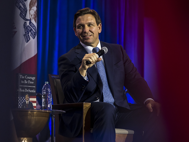 Ron DeSantis, governor of Florida, during a Freedom Blueprint event in Des Moines, Iowa, U
