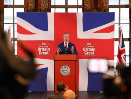 Anti-Brexit campaigner Nigel Farage, and former leader of the Reform UK political party, speaks during a press conference in central London on March 20, 2023. (Photo by Daniel LEAL / AFP) (Photo by DANIEL LEAL/AFP via Getty Images)
