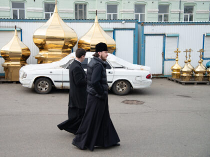 KYIV, UKRAINE - MARCH 24: Ukrainian orthodox church of Moscovian patriarchate prepares to leave the Kyiv-Pechersk lavra in Kyiv on March 24, 2023 in Kyiv, Ukraine. Kyiv Pechersk lavra is one of the oldest monasteries of Ukraine and it was used by many years by Ukrainian Orthodox Church of Moscowian …