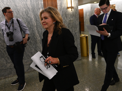 Sen. Marsha Blackburn (R-TN) walks to attend a hearing attended by Treasury Secretary Janet L. Yellen testifying before the Senate Committee on Finance on a hearing about the Presidents fiscal year 2024 budget, at the Dirksen Senate Office Building on March 16, 2023 in Washington, D.C. (Photo by Ricky Carioti/The …