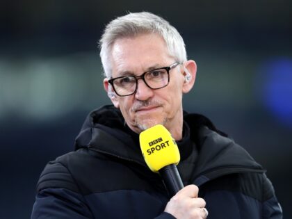 LEICESTER, ENGLAND - MARCH 21: Gary Lineker, BBC Sport TV Pundit looks on prior to the Emirates FA Cup Quarter Final match between Leicester City and Manchester United at The King Power Stadium on March 21, 2021 in Leicester, England. Sporting stadiums around the UK remain under strict restrictions due …