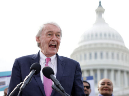WASHINGTON, DC - DECEMBER 08: U.S. Sen. Ed Markey (D-MA) speaks during an event in front of the U.S. Capitol December 8, 2022 in Washington, DC. Airport service workers organizing with SEIU including baggage handlers, cabin cleaners, janitors, security guards, and wheelchair attendants joined lawmakers to urge Congress to pass …