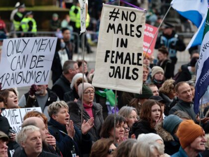 GLASGOW, SCOTLAND - FEBRUARY 05: Members of the public attend a Standing for Women protest attended by anti-transgender-rights activist Kellie-Jay Keen on February 05, 2023 in Glasgow, Scotland. Keen, also known as Posie Parker, is the founder of Standing for Women, which opposes gender-recognition policies like the one recently passed …