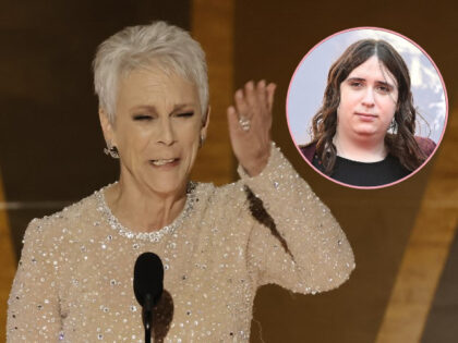(INSET: Ruby Guest) Jamie Lee Curtis accepts the Best Supporting Actress for "Everything Everywhere All at Once" onstage during the 95th Annual Academy Awards at Dolby Theatre on March 12, 2023 in Hollywood, California. (Photo by Kevin Winter/Getty Images)