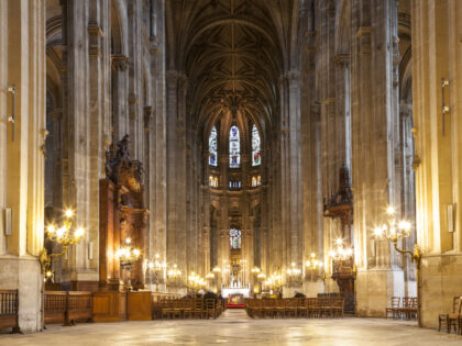 The nave of Eglise Saint Eustache in Paris, France.