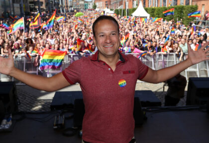 Taoiseach Leo Varadkar attends the Dublin LGBTQ Pride Festival in Ireland. (Photo by Laura Hutton/PA Images via Getty Images)