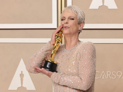 HOLLYWOOD, CALIFORNIA - MARCH 12: Jamie Lee Curtis, winner of Best Actress in a Supporting Role award for ‘Everything Everywhere All at Once’ poses in the press room during the 95th Annual Academy Awards at Ovation Hollywood on March 12, 2023 in Hollywood, California. (Photo by Rodin Eckenroth/Getty Images)