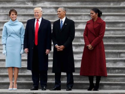 FILE: U.S. First Lady Melania Trump, from left, U.S. President Donald Trump, former Presid