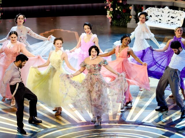 Dancers perform 'Naatu Naatu' from "RRR" onstage at the 95th Annual Academy Awards held at Dolby Theatre on March 12, 2023 in Los Angeles, California. (Photo by Rich Polk/Variety via Getty Images)