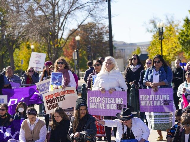 Supreme Court Native Child Welfare Demonstrators stand outside of the U.S. Supreme Court,