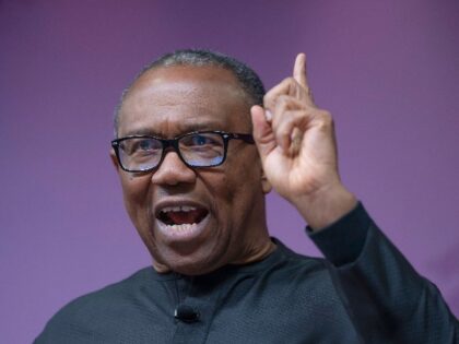 Nigeria's Labour Party's Presidential Candidate Peter Obi speaks during a forum "Nigeria's 2023 election: A vision for policy change and institutional reforms" at Chatham House in London, Monday, Jan. 16, 2023. (AP Photo/Kin Cheung)