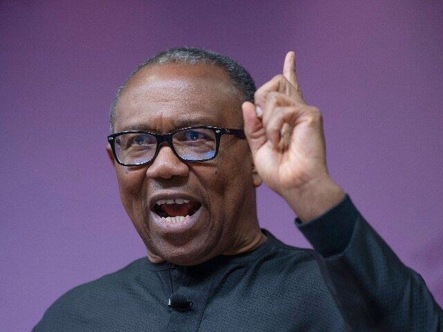 Nigeria's Labour Party's Presidential Candidate Peter Obi speaks during a forum "Nigeria's
