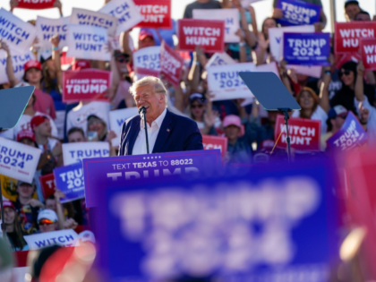 Former President Donald Trump speaks at a campaign rally at Waco Regional Airport Saturday, March 25, 2023, in Waco, Texas. (AP Photo/Nathan Howard)