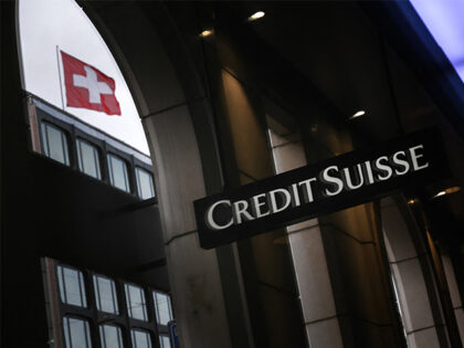 A Credit Suisse bank branch in downtown Geneva, Switzerland, on May 6, 2022. (Fabrice Coffrini/AFP via Getty Images)