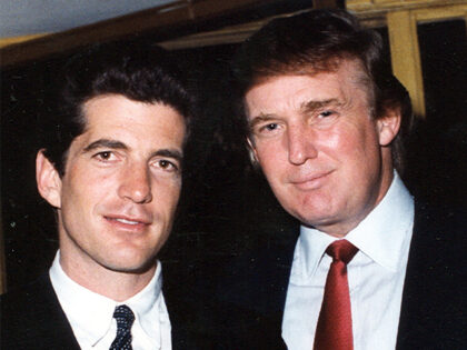 American lawyer and publisher John F. Kennedy, Jr. and businessman Donald Trump at the Mar-a-Lago estate, Palm Beach, Florida, on February 29, 1996. (Davidoff Studios/Getty Images)
