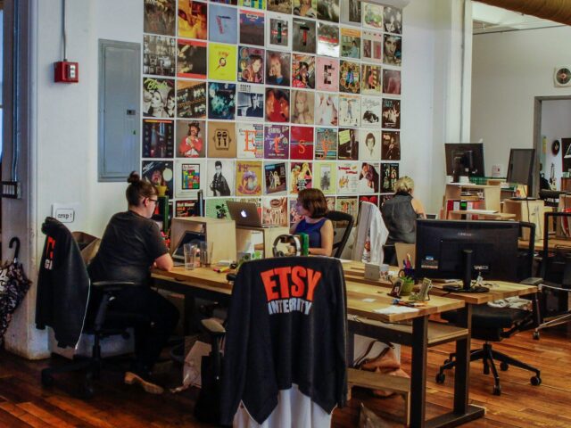Employees work at Etsy Inc. headquarters in the Brooklyn borough of New York, U.S., on Tue